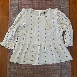 Embroidered Peplum Top